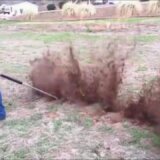 【動画】農家の人がネズミの巣穴に空気銃をぶっ放して一網打尽にする